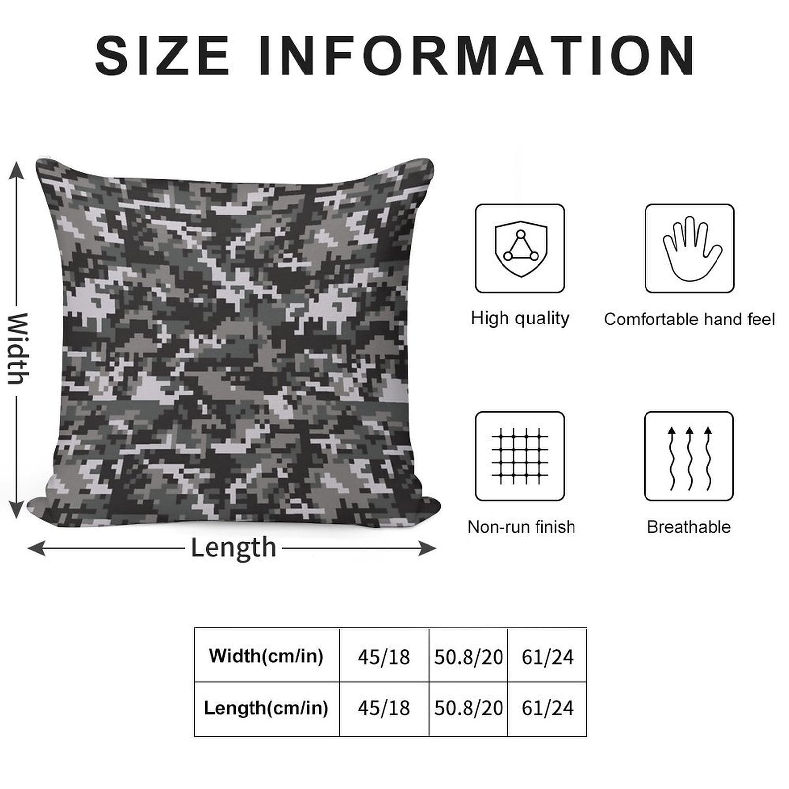Black And Gray Digital Military Camouflage Soft Easy Maintenance Throw Pillow