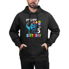 Kids 5th Birthday Boy 5yr Five 5 Year Old Dinosaur T-Rex Cotton-Polyester Blend Hoodie