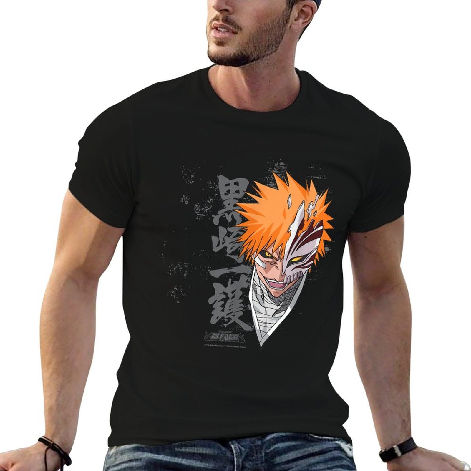 Bleach Ichigo Transform Splatter Pattern Anime  Durable T-Shirt