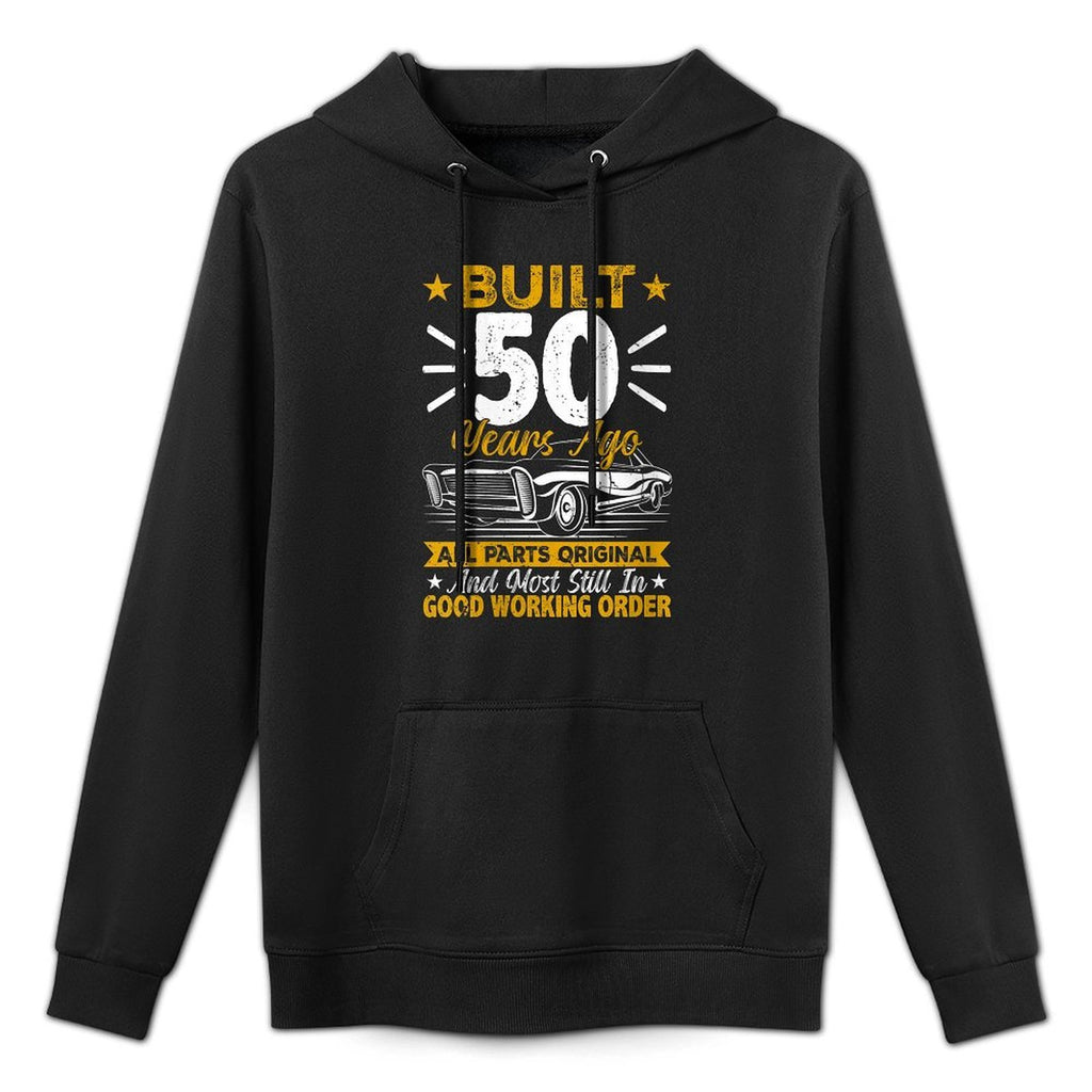 Womens Retro Built 50 Years Ago Funny 50th Birthday 50 Years Old Kangaroo Pocket Hoodie