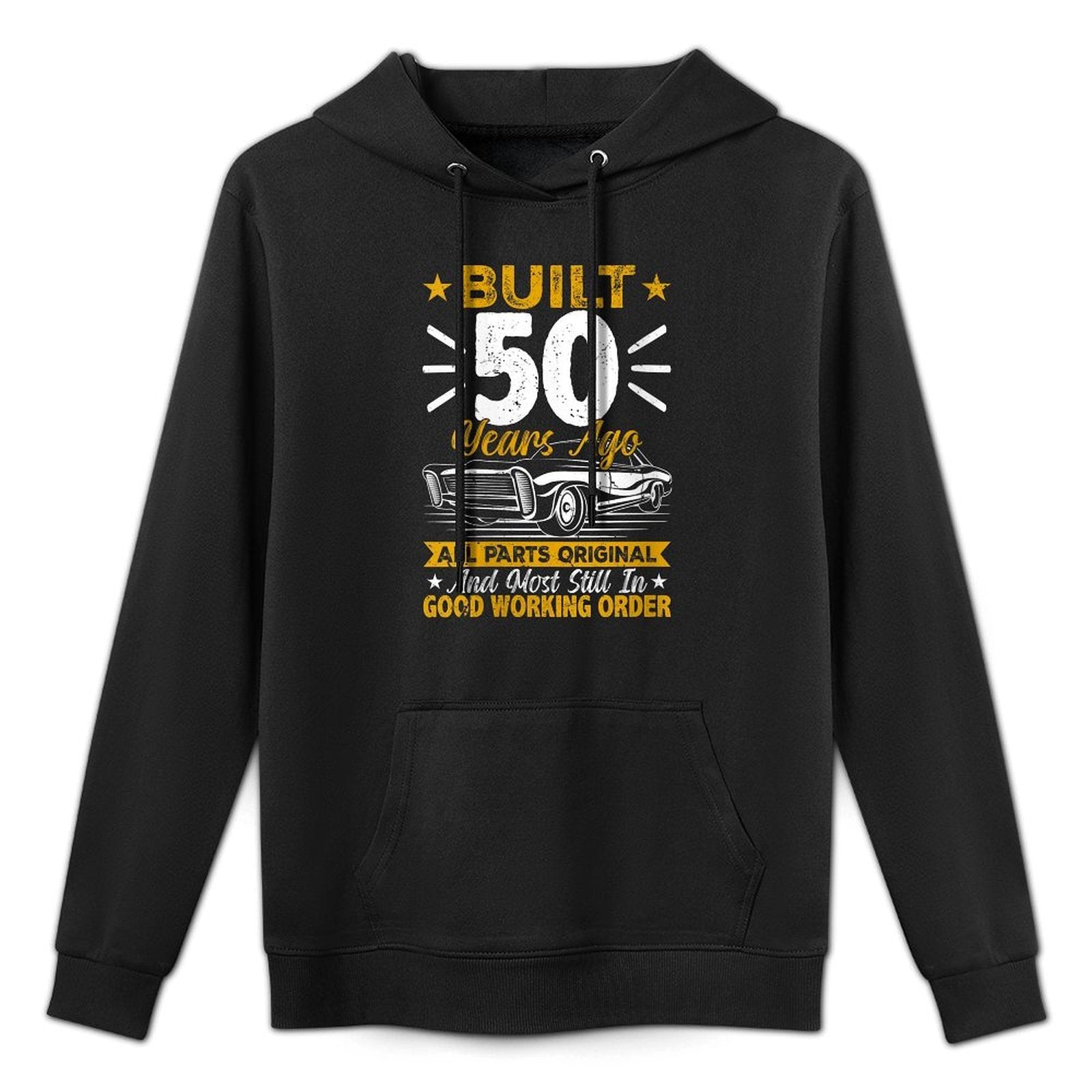 Womens Retro Built 50 Years Ago Funny 50th Birthday 50 Years Old Kangaroo Pocket Hoodie