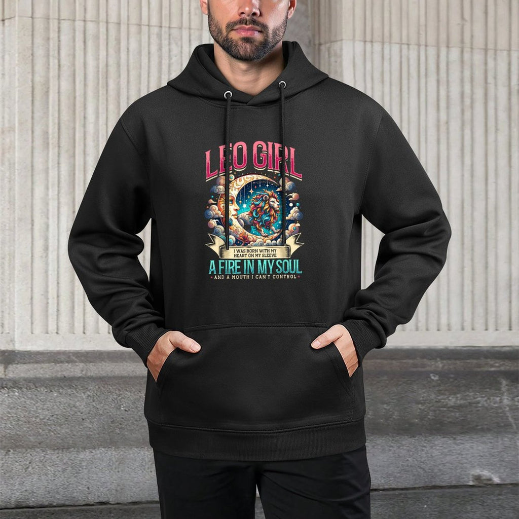 Leo Zodiac Sign Moon Astrology Star Sign, Leo Girl Kangaroo Pocket Hoodie