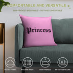Old-English Princess (pink Background, Dark Pink Shadow, Black Lettering) Soft Washable Throw Pillow