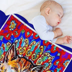 CAT PLAYING A PIANO  Vintage Psychedelic Abstract Louis Wain Print Wrinkle-free Throw Blanket