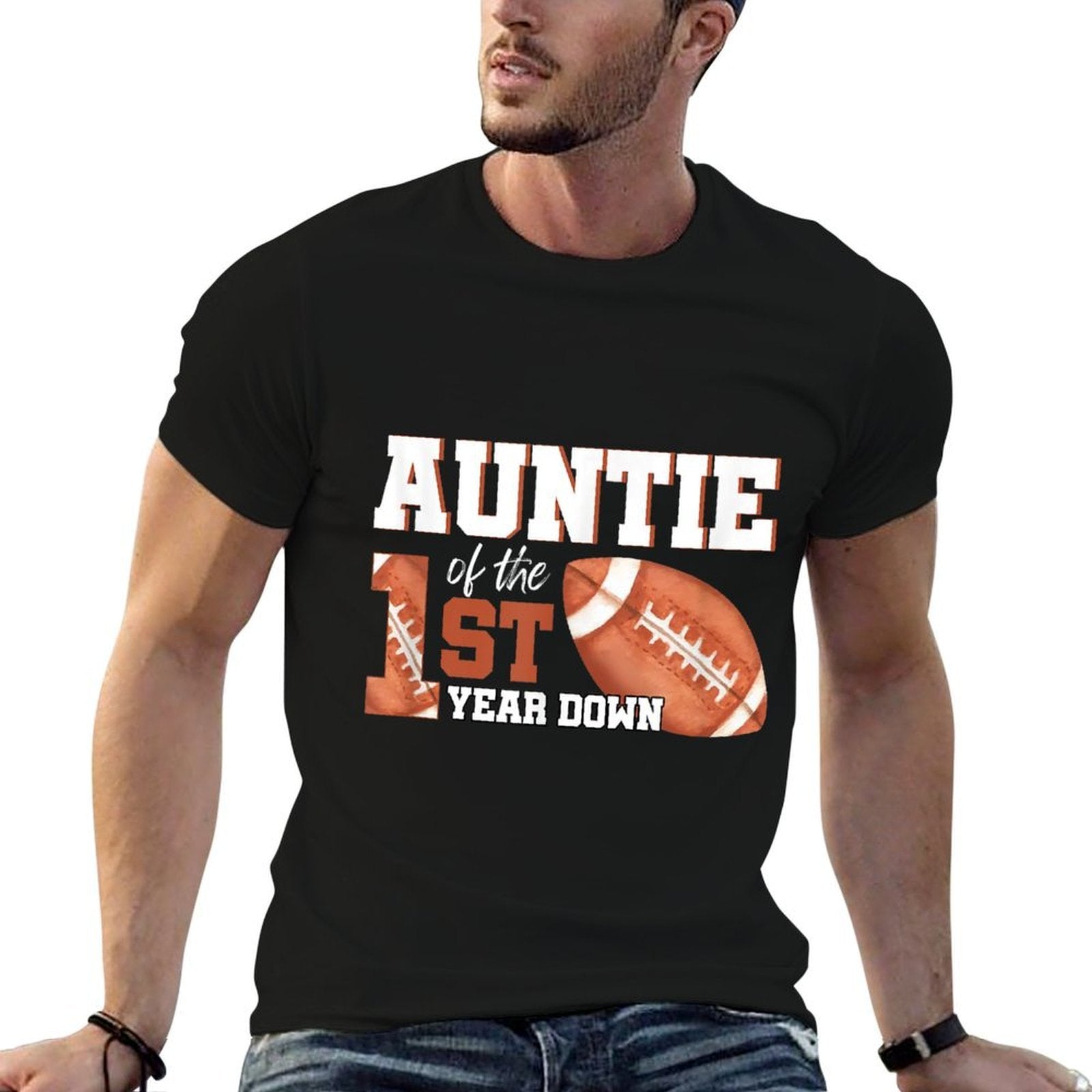 Auntie Of The 1 Year Old Birthday Football 1st Year Down  Lightweight T-Shirt