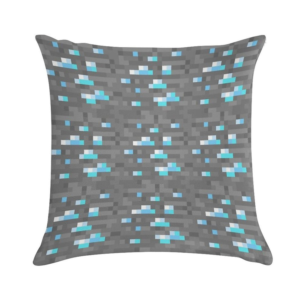 Minecraft Diamond Block Funny Meme Pixel Art Soft Bedroom Essential Throw Pillow
