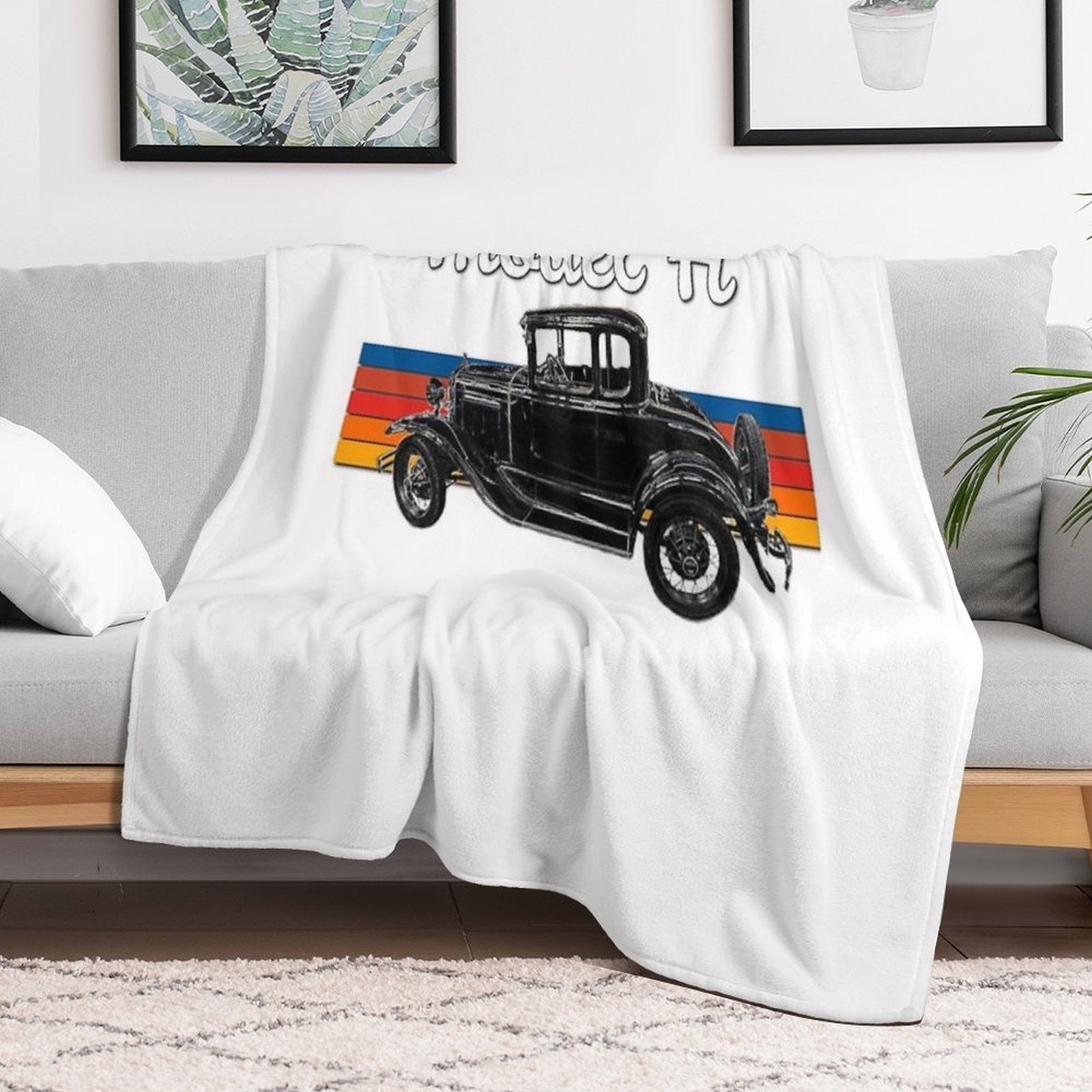Vintage Model A Car, 1930 Model A Coupe Vintage American Car Plush Throw Blanket