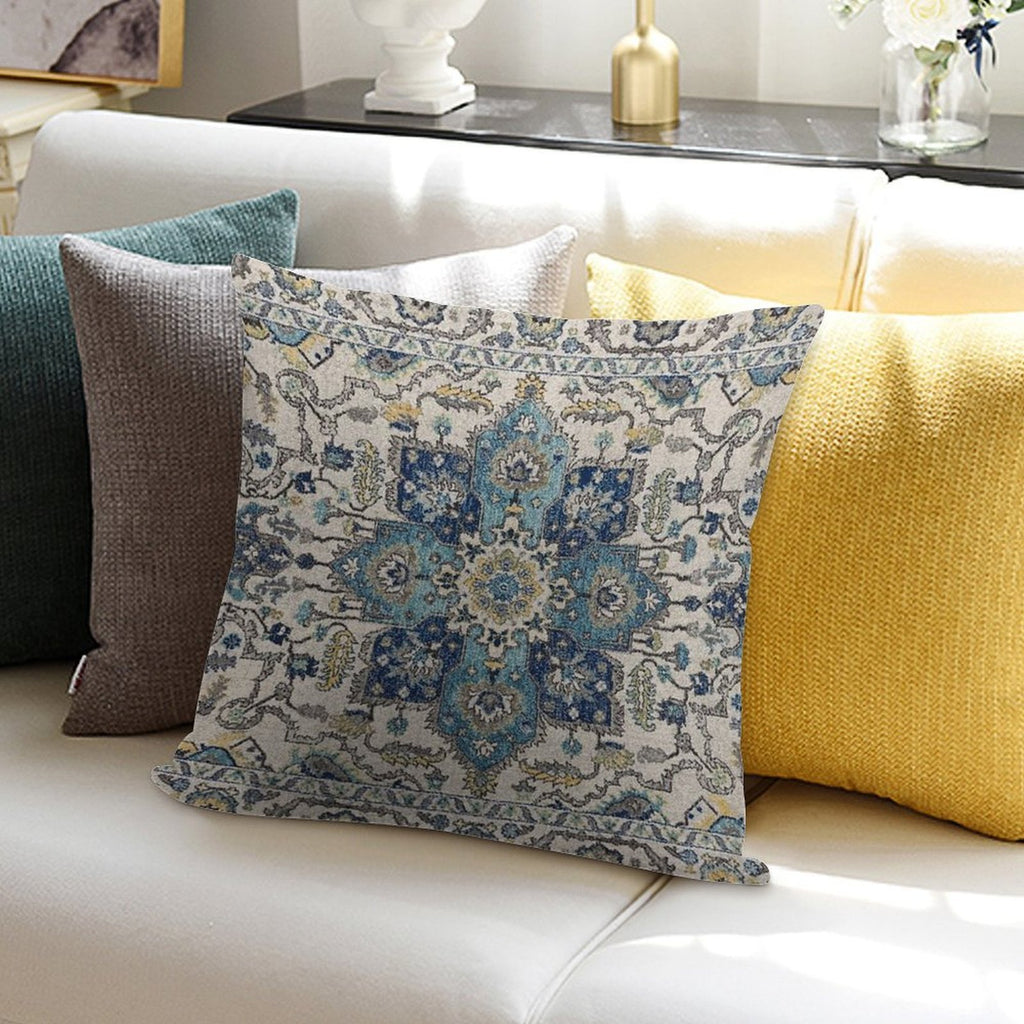 Persian Vintage Gray Blue Soft Easy Maintenance Throw Pillow