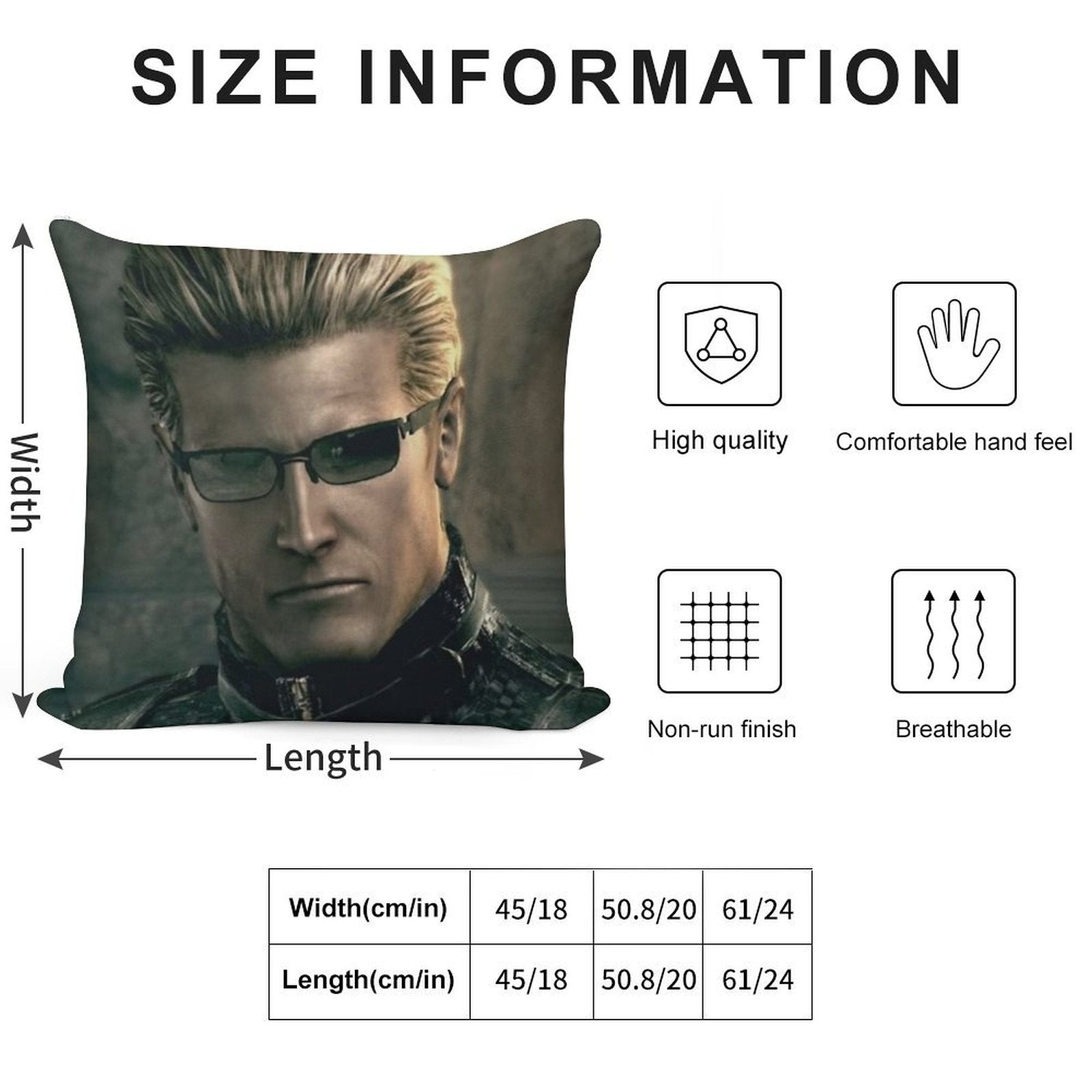 Emo Sunglass Wearing Zombie Man Red Eyed Rizzler Romantic Albert Wesker  RE5 Resident Evil 5 Soft Skin-Friendly Throw Pillow