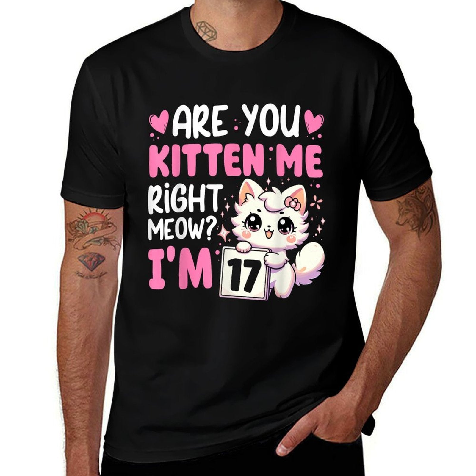 17th Birthday Girls 17yr 17 Year Old Kitten Cat Bday  Durable T-Shirt