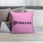 Old-English Princess (pink Background, Dark Pink Shadow, Black Lettering) Soft Washable Throw Pillow