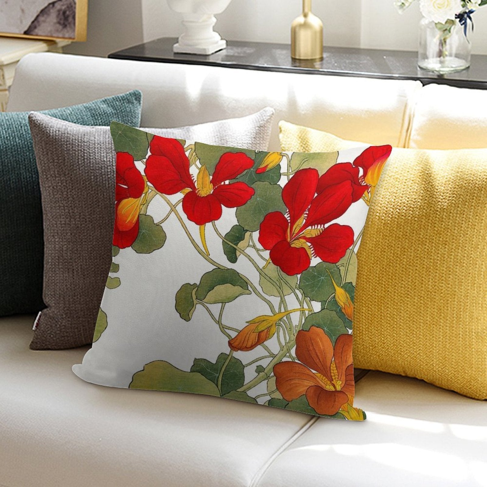 Nasturtium Flower Soft Luxury Feel Throw Pillow