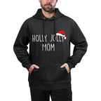 Holly Jolly Mom, Cute Holiday Christmas Gift Layering Staple Hoodie