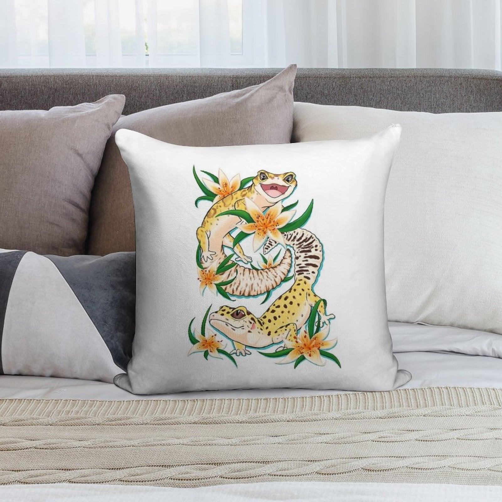 Leopard Geckos Are A Fun Time Soft Reinforced Edging Throw Pillow