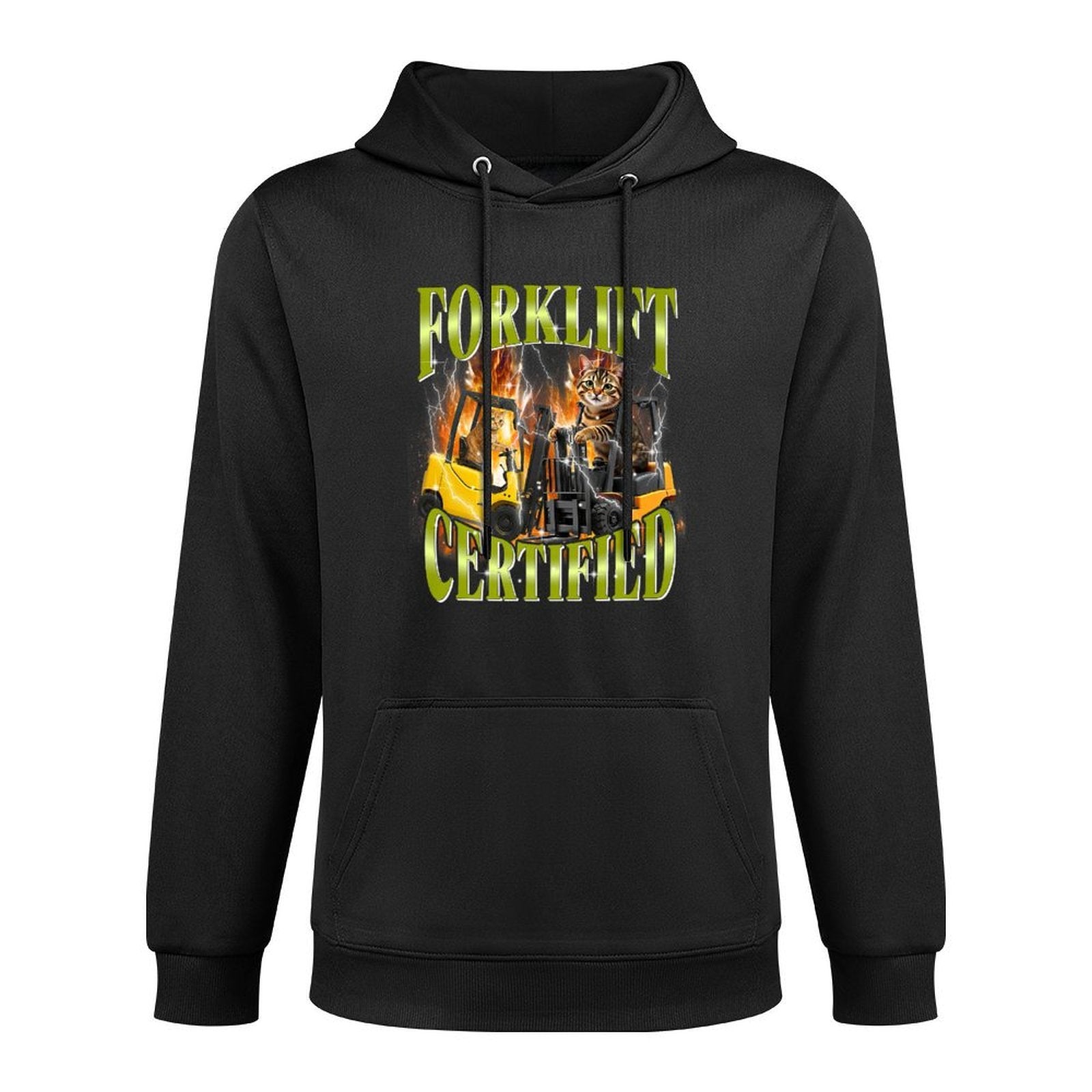 Forklift Certified 90s Graphic Cat Meme Forklift Cat Driver Premium Layering Staple Hoodie