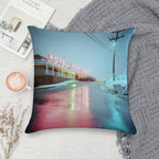 Rainy Motel Lights Soft Skin-Friendly Throw Pillow