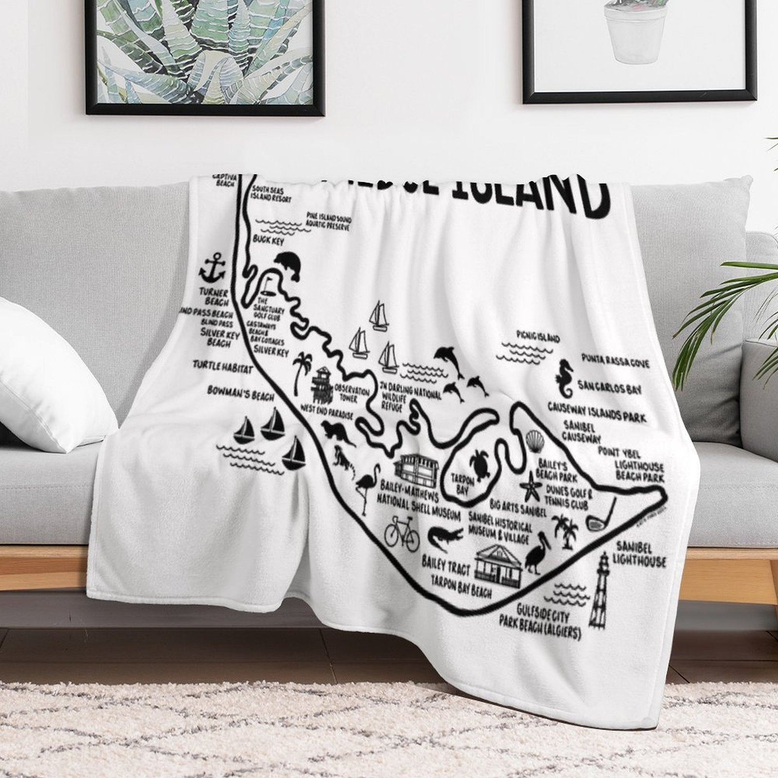 Sanibel Island Map Quick-dry Throw Blanket