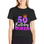 Womens 50th Birthday Queen Crown for Her Fiftieth Bday  Trendy Pattern T-Shirt