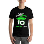 Kids Cute Alien UFO 10th Birthday Ten Years Old  Durable T-Shirt
