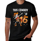 16 Year Old Cowboy Western Dabbing Skeleton 16th Birthday  Heathered Texture T-Shirt