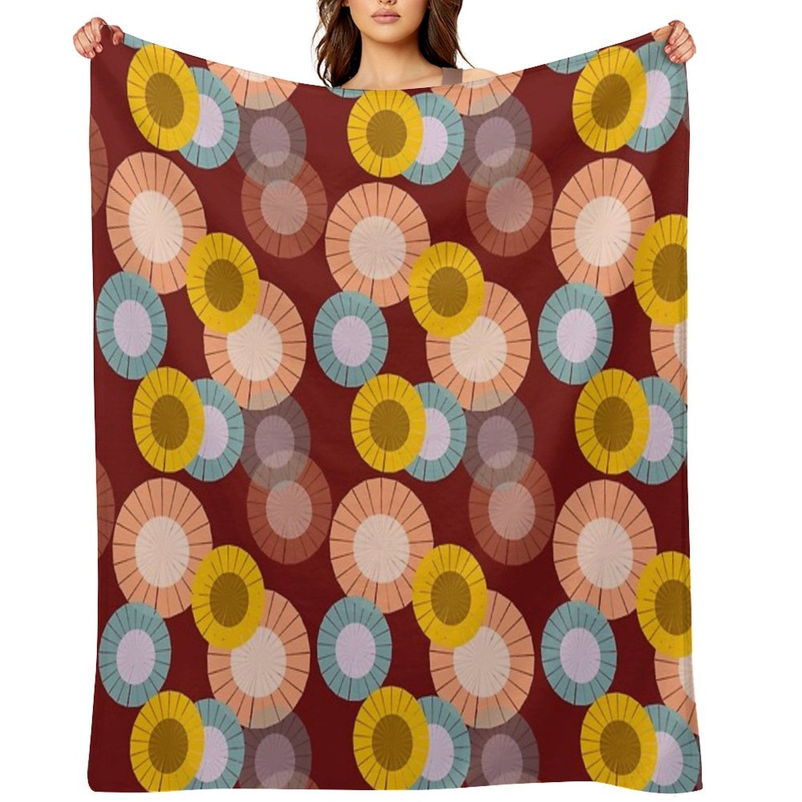 Abstract Floral Pattern Eco-conscious Throw Blanket