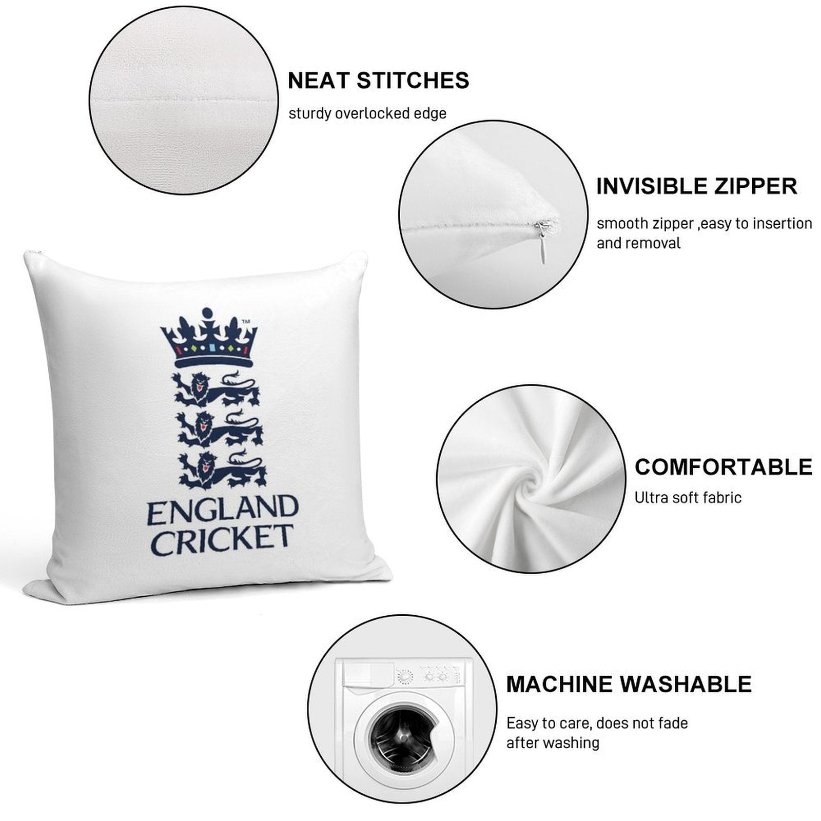England Cricket Soft Multiple Sizes Throw Pillow