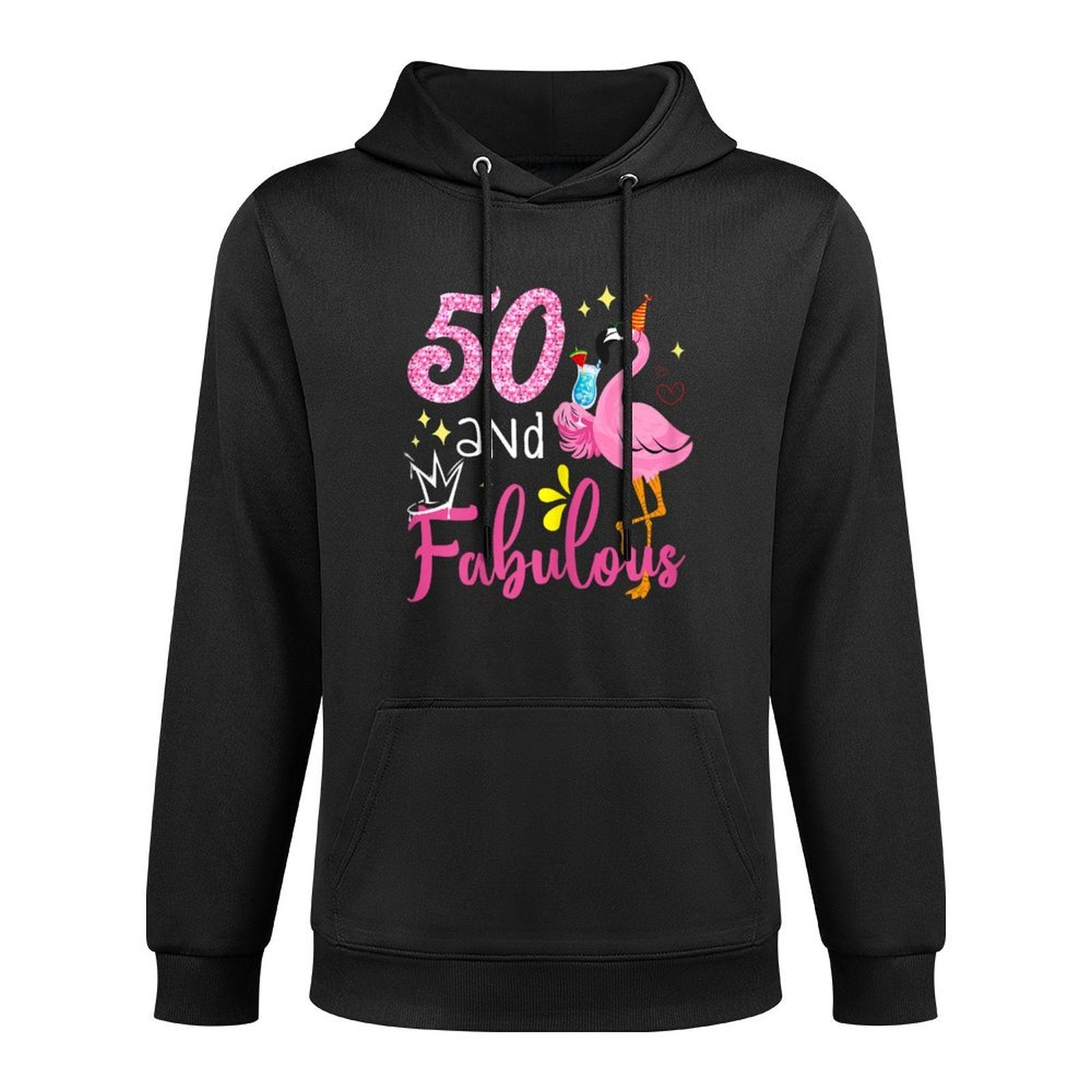 50 And Fabulous 50 Year Old Flamingo 50th Birthday Gifts Shape Retention Hoodie