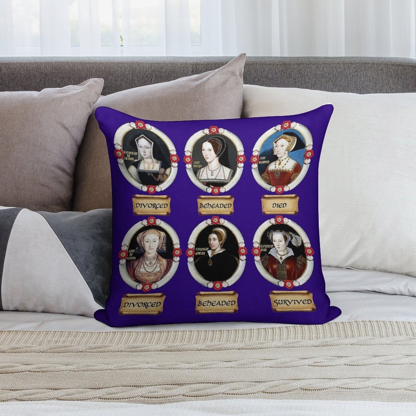 The Six Wives. Soft Washable Throw Pillow