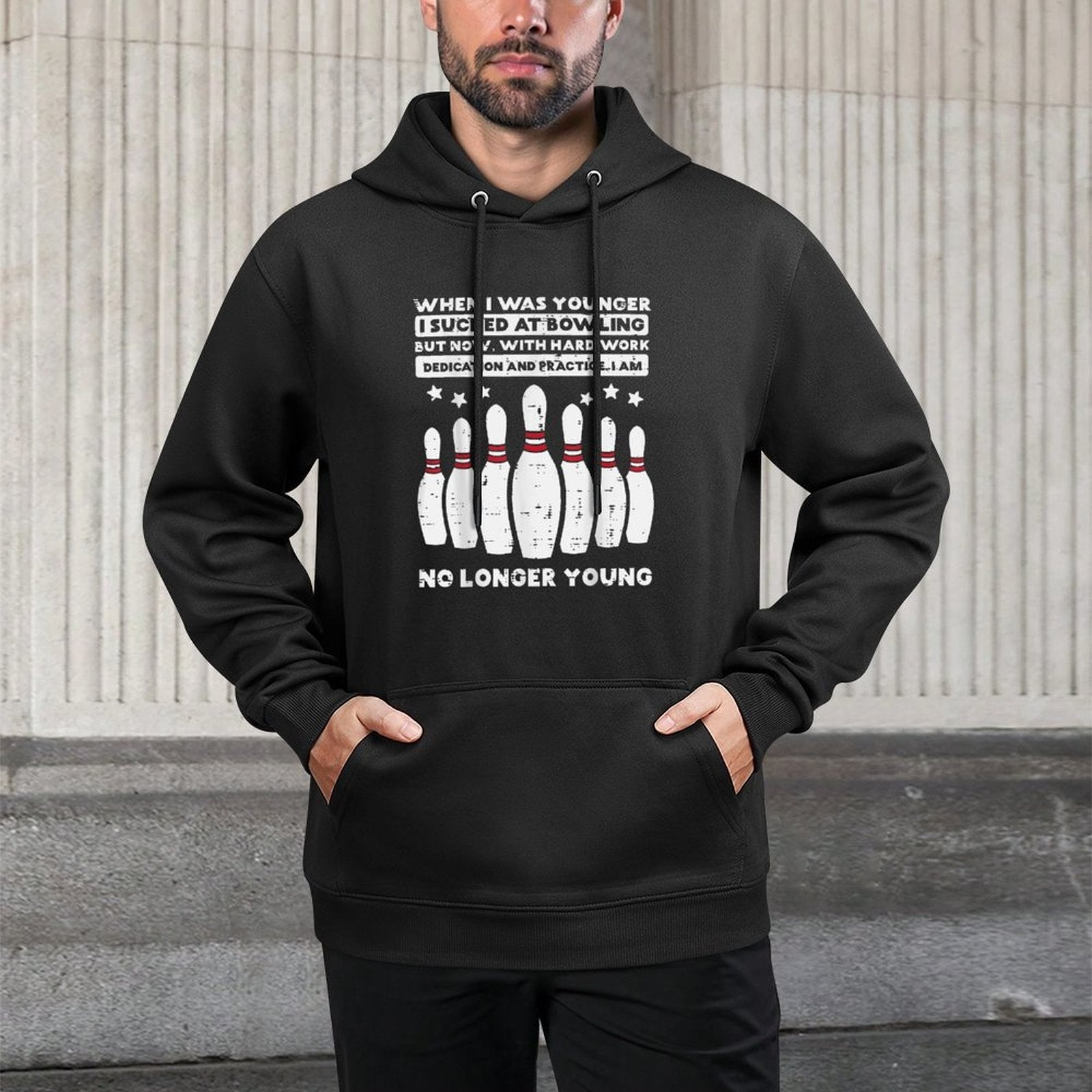 When I Was Younger Bowling Funny Humor Gag Bowler Men Women Shape Retention Hoodie