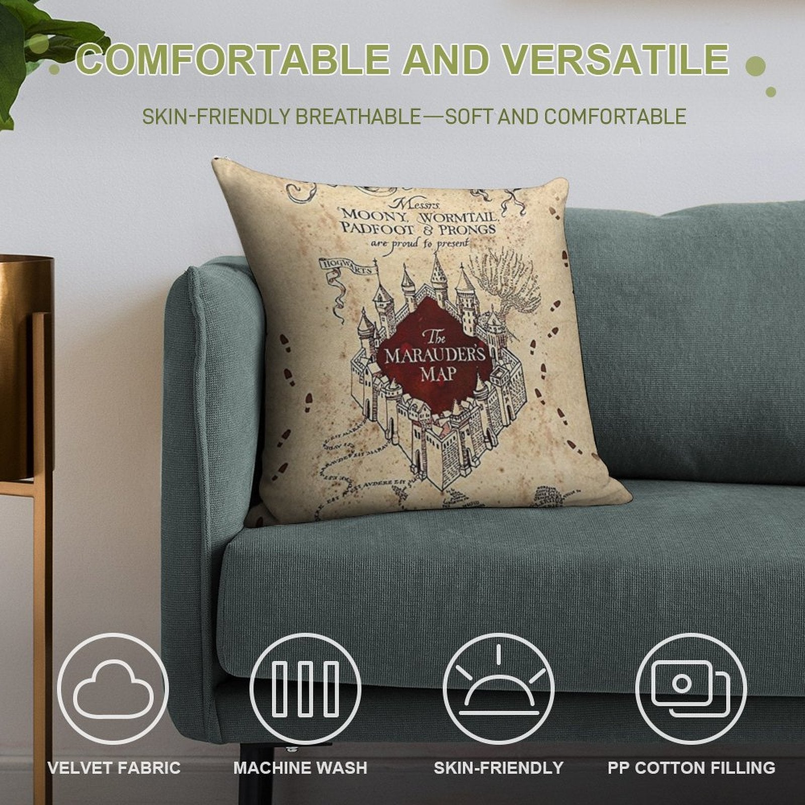 The Marauder’s Map Soft Reinforced Edging Throw Pillow