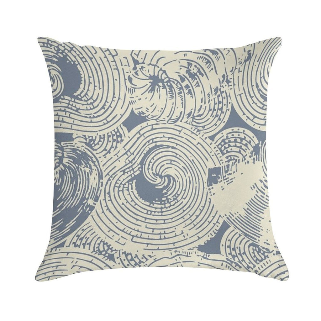 Shells And Swirls, Cool Gray And Cream Soft Washable Throw Pillow