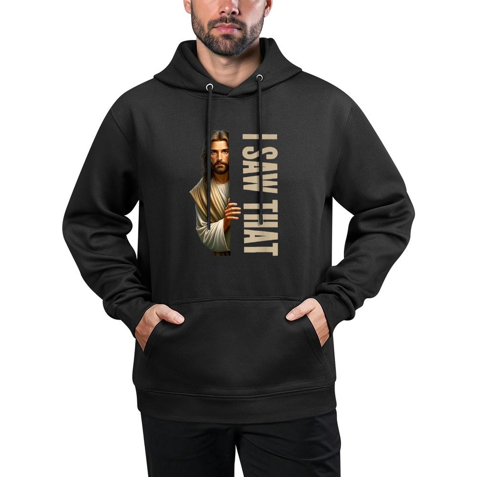 Utopia Sport Humor Shop Jesus I Saw That Funny Shape Retention Hoodie
