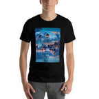 Geometric Blue Lake Abstract Sacred Geometry Landscape  Vintage-inspired T-Shirt