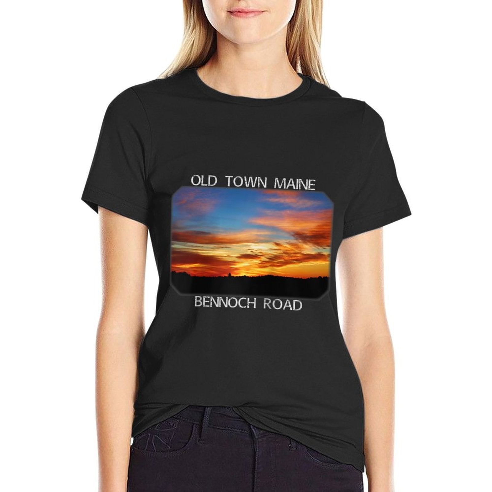 Old Town, Maine Magic Hour Early Morning Twilight Sky Raglan Baseball  Graphic-printed T-Shirt