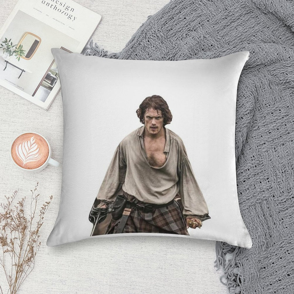 Jamie from Scotland in White Background. Soft Washable Throw Pillow