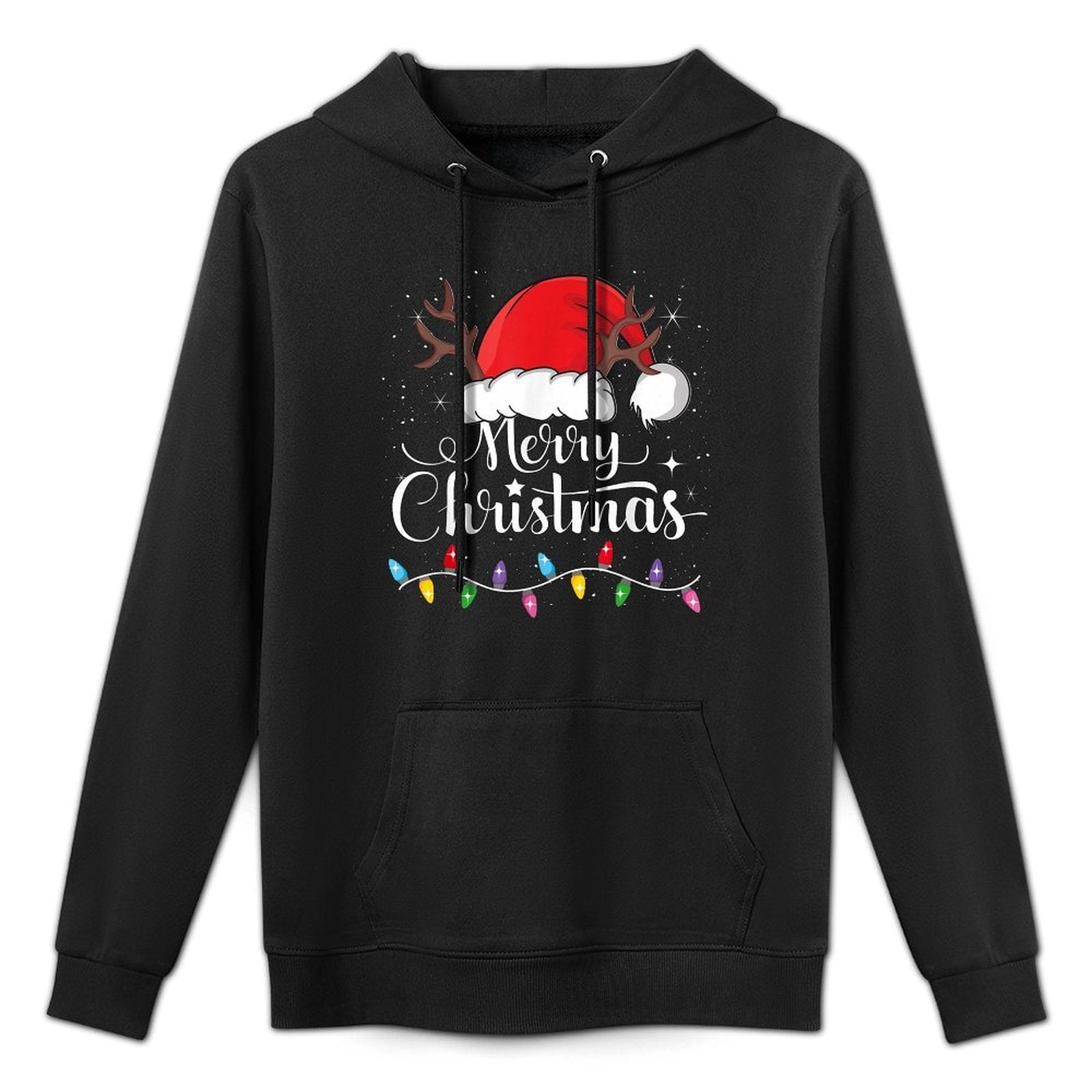 Merry Christmas Red Santa Hat Reindeer Xmas Family Men Women All-Day Comfort Hoodie