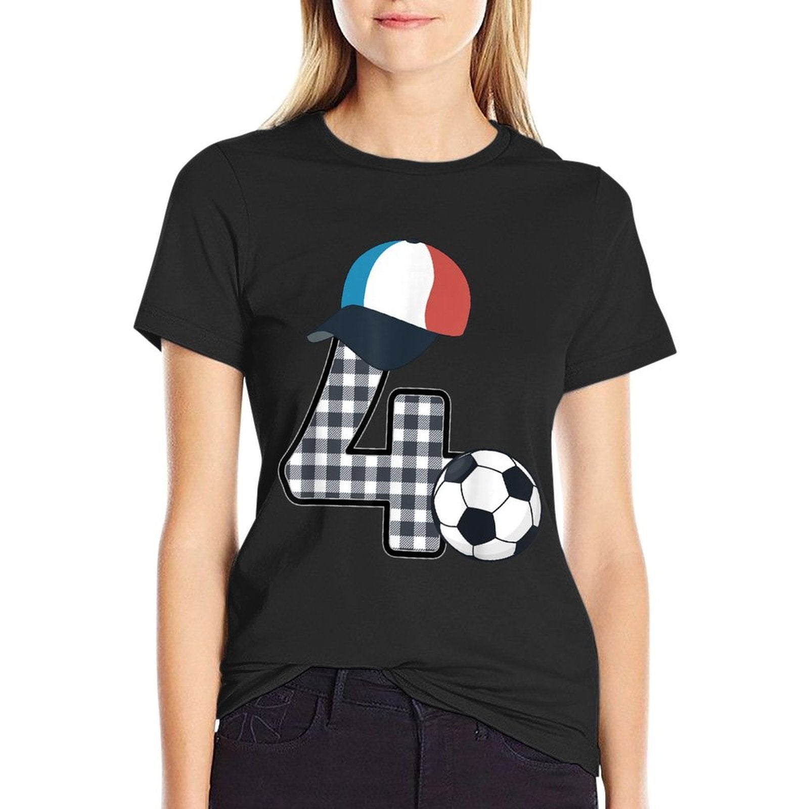 Soccer Birthday Party 4 Year Old Boy Girl 4th Birthday Kids  Vintage-inspired T-Shirt