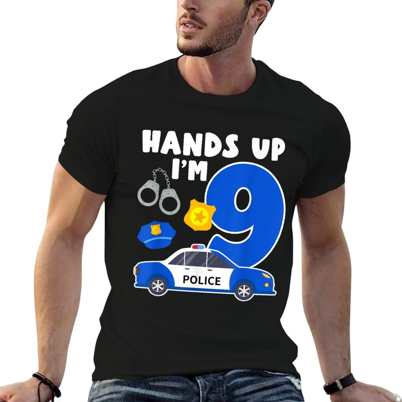 9th Birthday Policeman Boy Nine Year Old Police Officer  High-quality Stitching T-Shirt