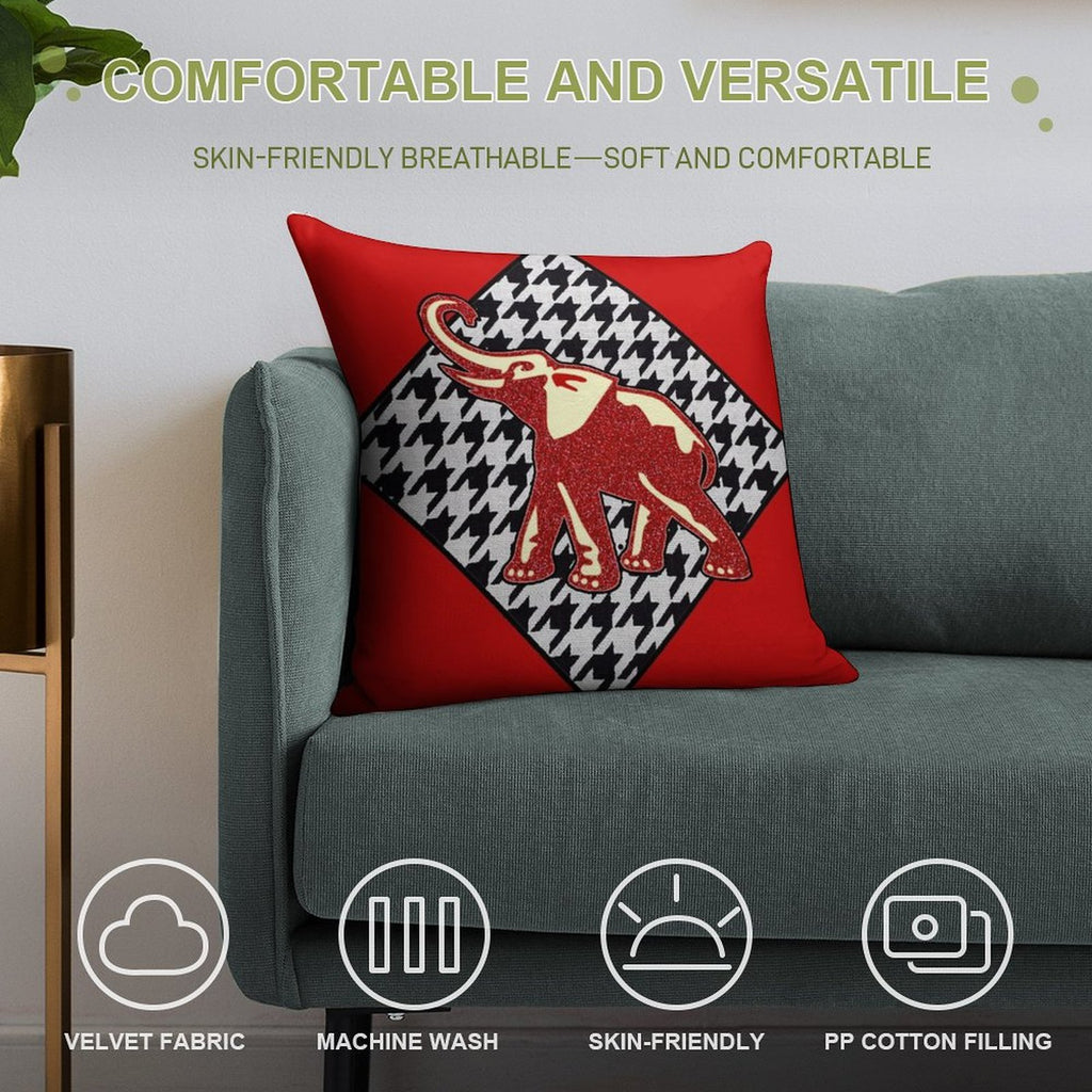 Red Elephant Diamond Soft Shrink-Resistant Throw Pillow