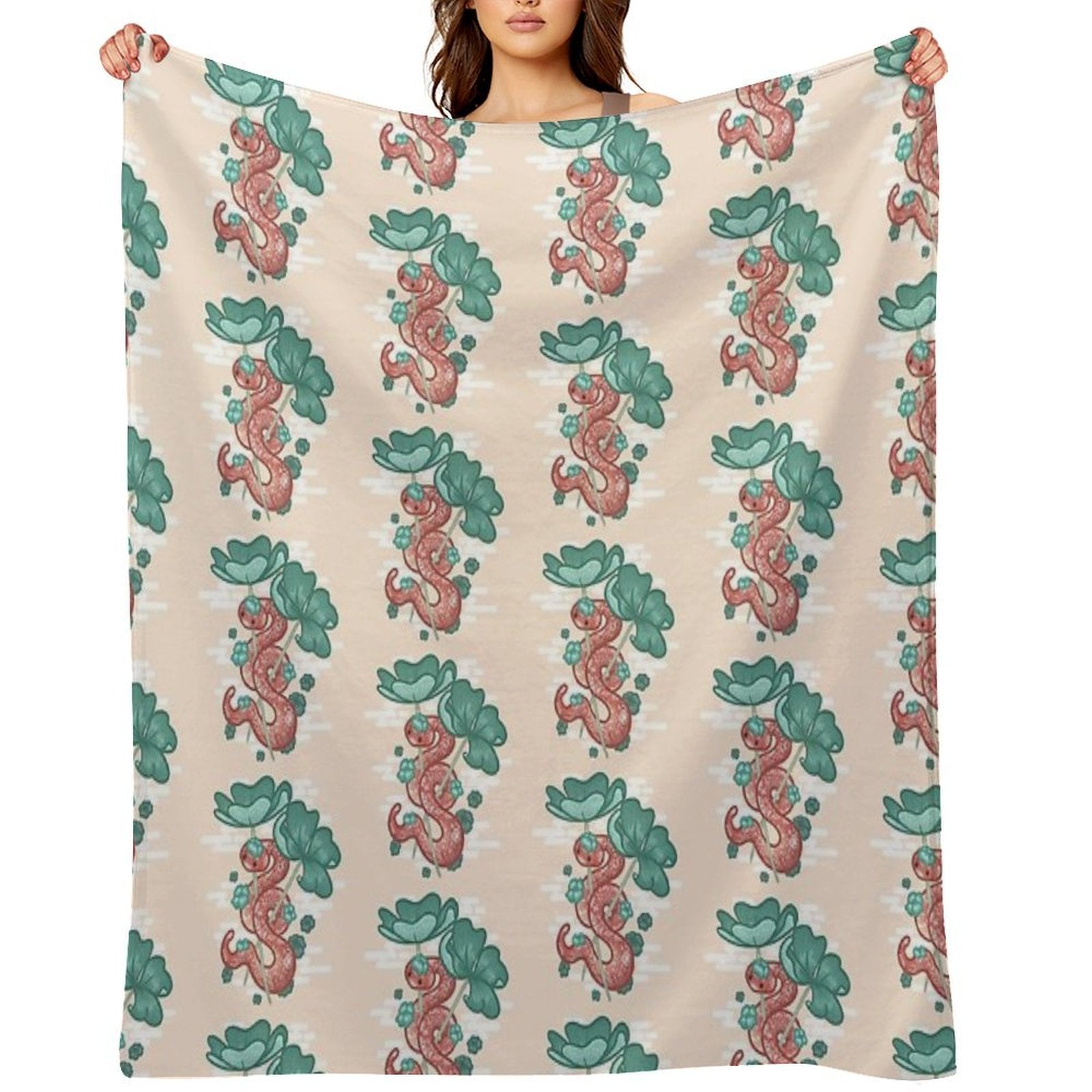 Red Snake Surrounded by The Clover Leaf Comfort Throw Blanket