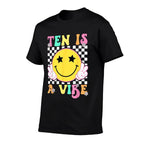 Ten Is A Vibe Groovy 10 Year Old 10th Birthday  Polyester Blend T-Shirt
