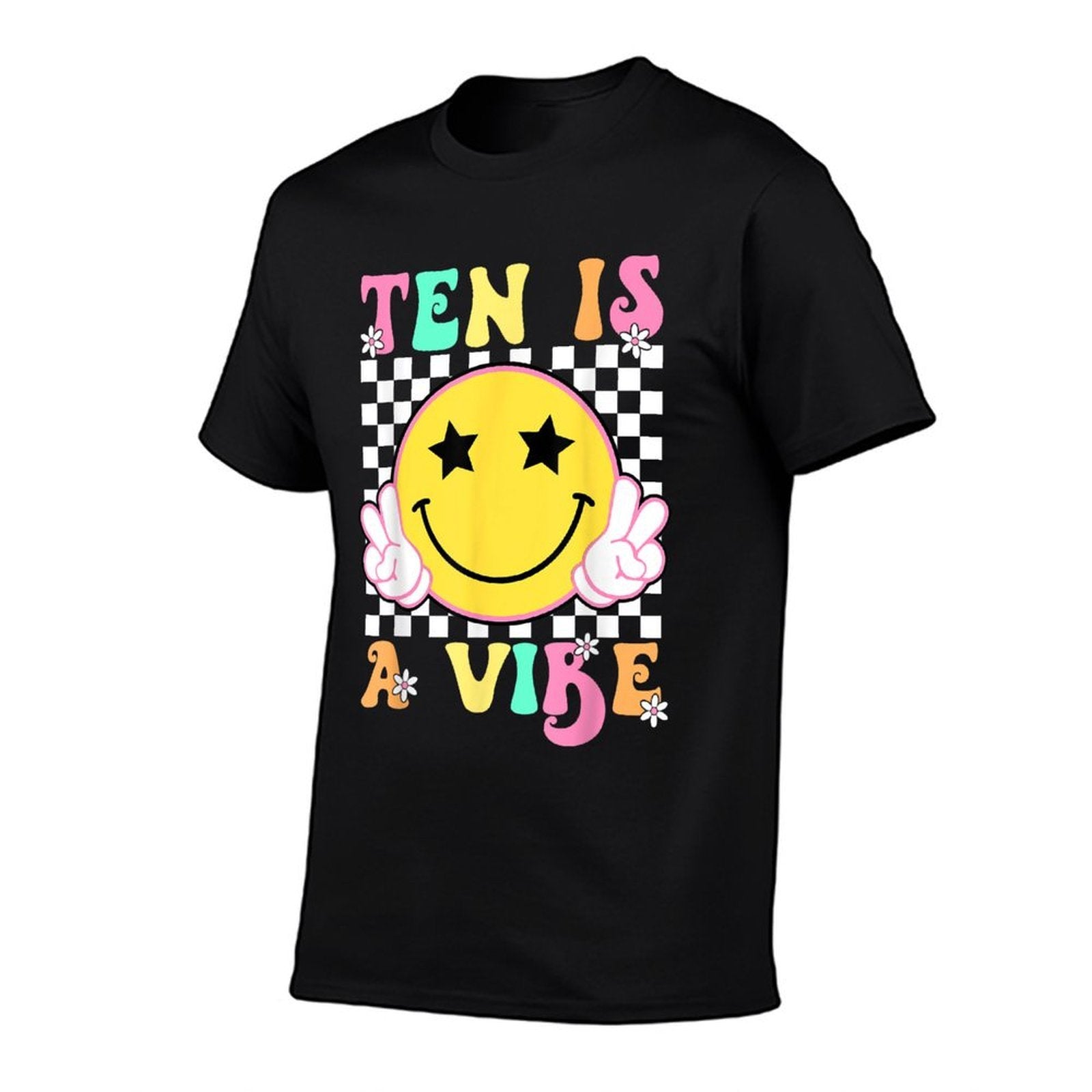 Ten Is A Vibe Groovy 10 Year Old 10th Birthday  Polyester Blend T-Shirt