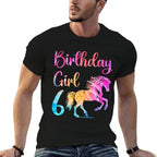 Kids 6th Birthday Horse 6 Year Old Girl Birthday Horse Lovers  Classic T-Shirt
