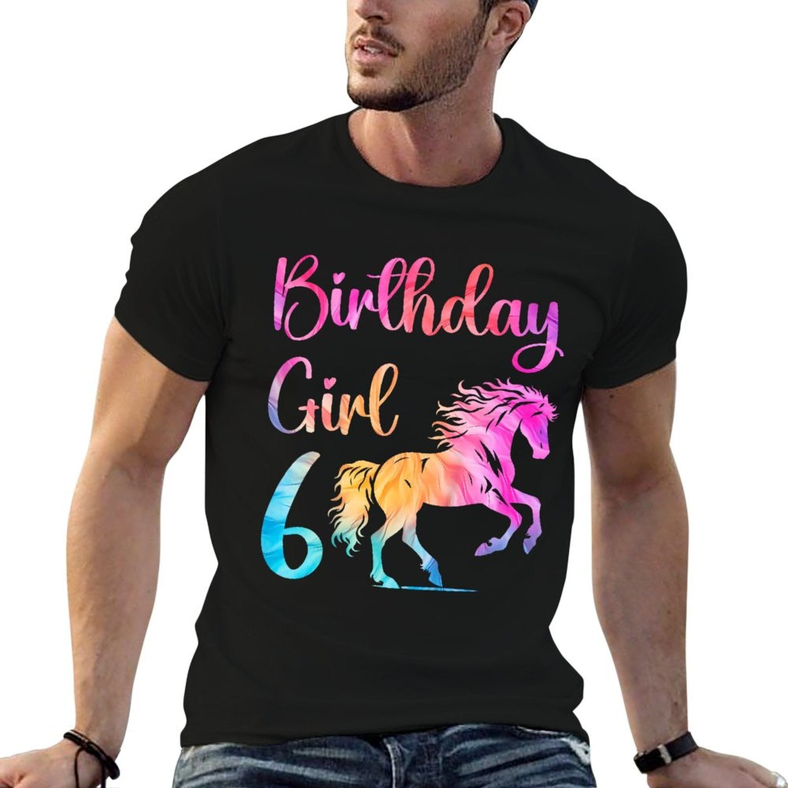 Kids 6th Birthday Horse 6 Year Old Girl Birthday Horse Lovers  Classic T-Shirt