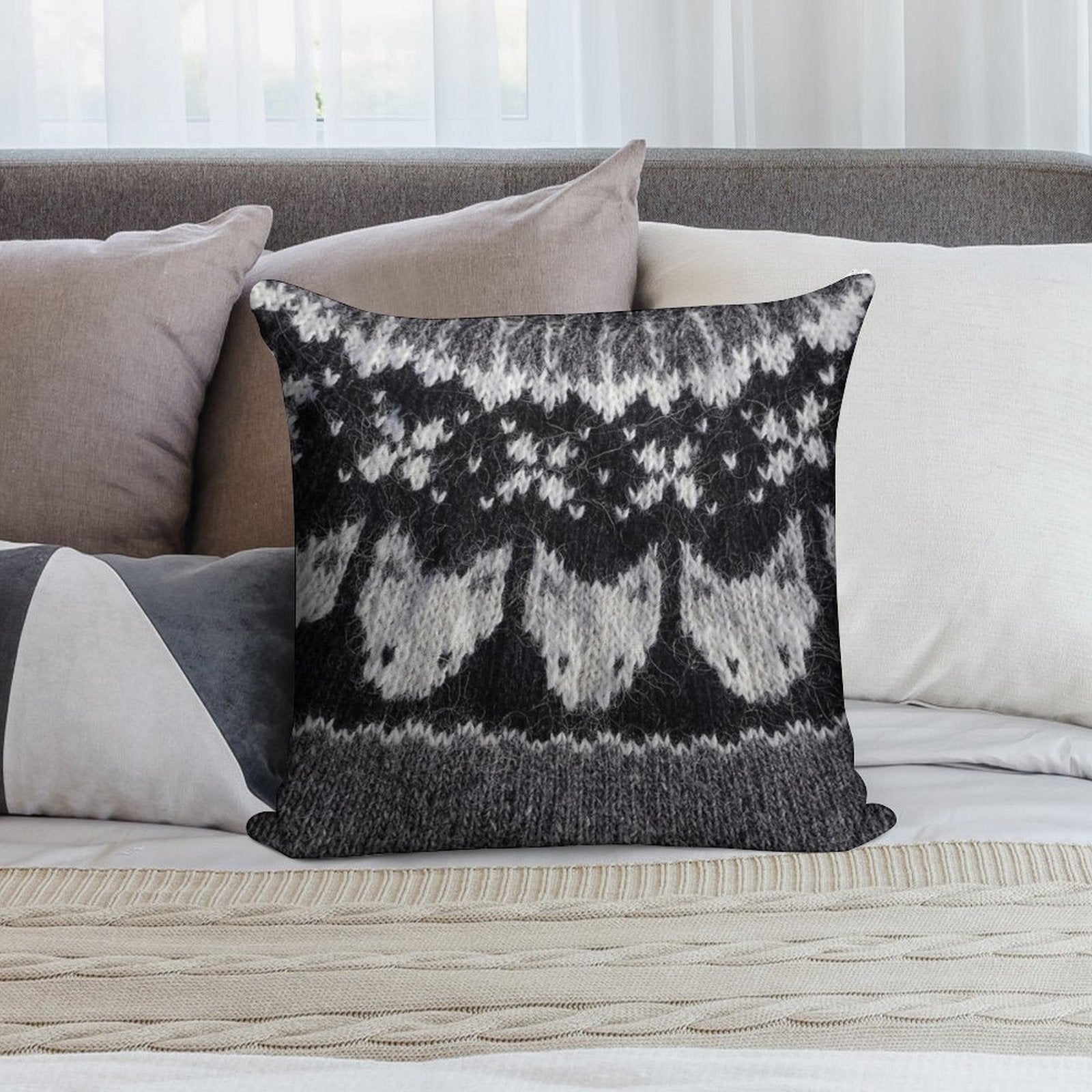 Icelandic Sweater Pattern - Refur Soft Easy Maintenance Throw Pillow