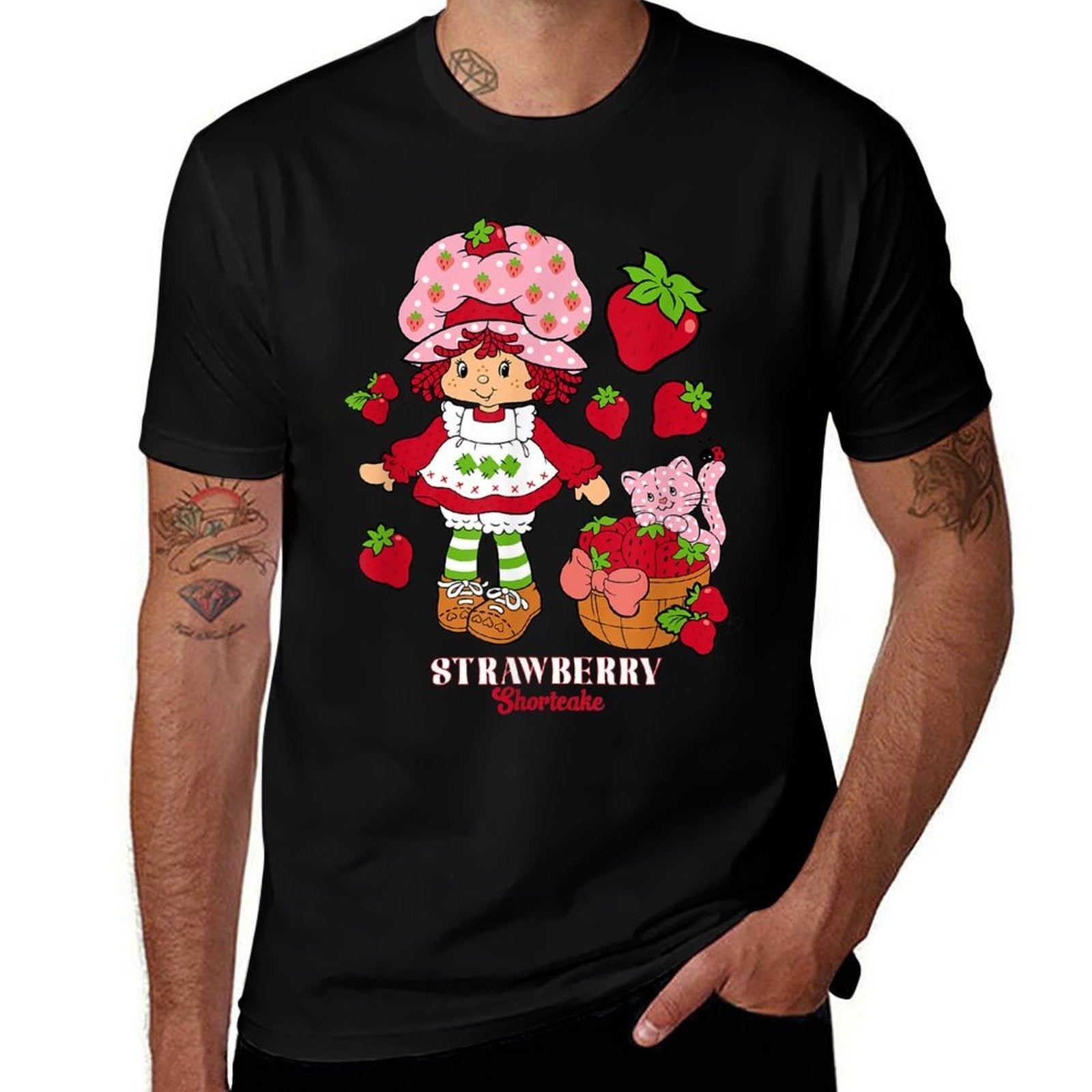 Strawberry Shortcake & Kitty Custard Vintage  Polyester Blend T-Shirt