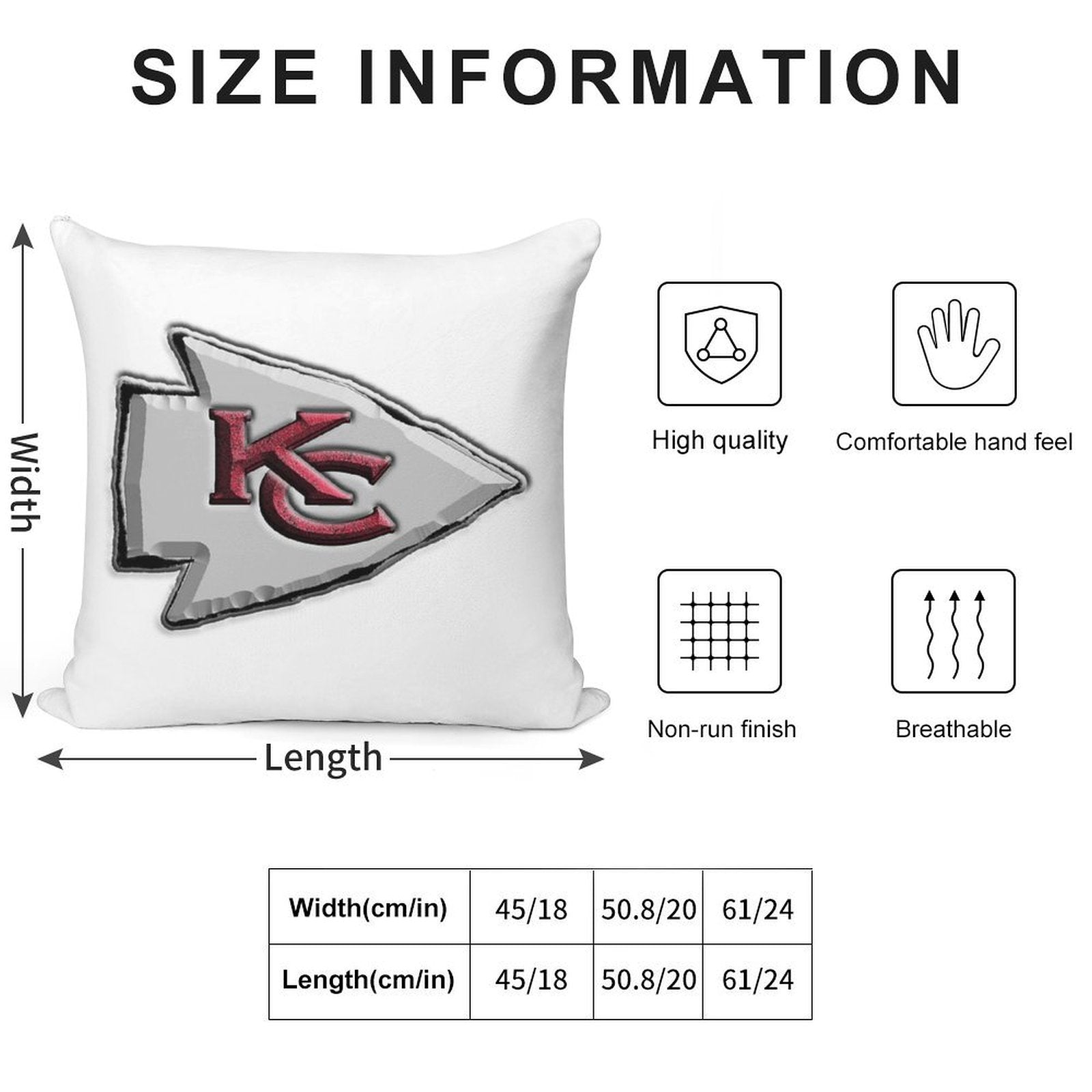 Basic Kansas City Chiefs Logo Soft Multiple Sizes Throw Pillow