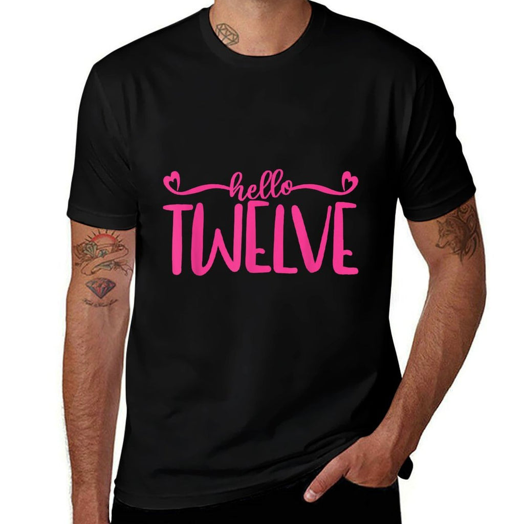 Hello Twelve 12 Years Old Cute For Girls, Pink 12th Birthday  Moisture-wicking T-Shirt