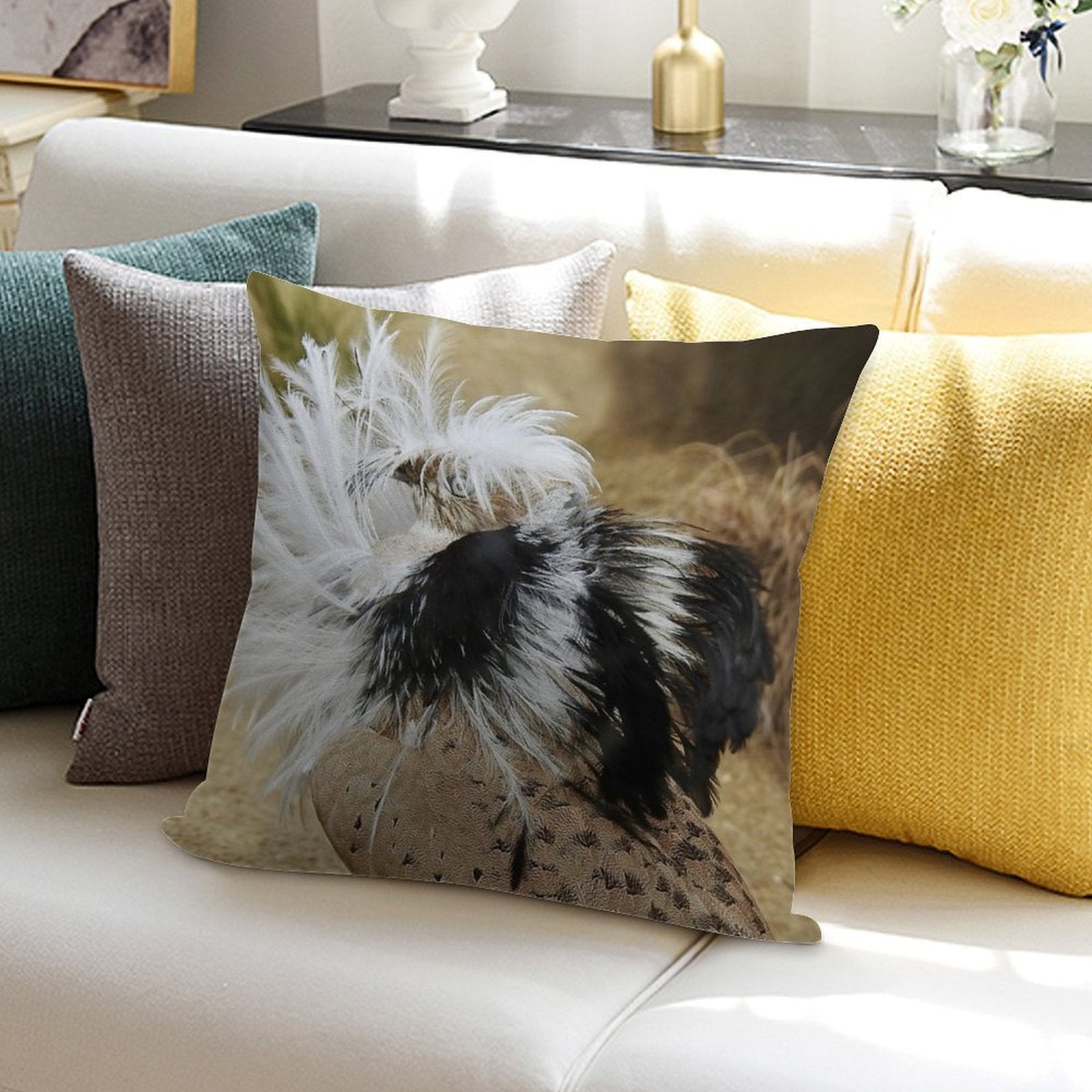 Courtship Dance of The Male Asian Houbara Bustard Soft Multiple Sizes Throw Pillow