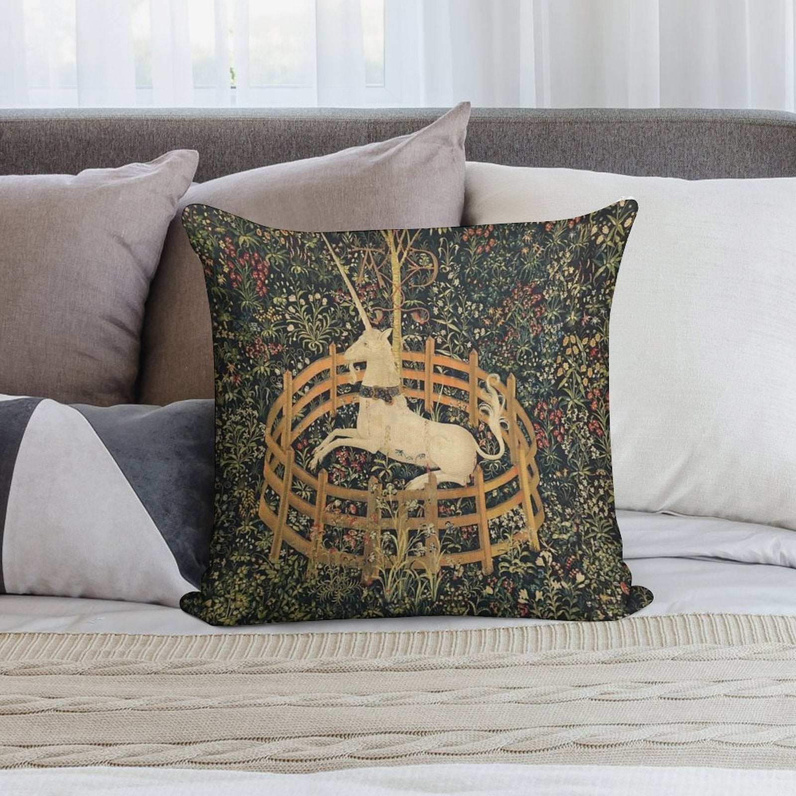 Unicorn Tapestry Soft Decorative Cover Throw Pillow